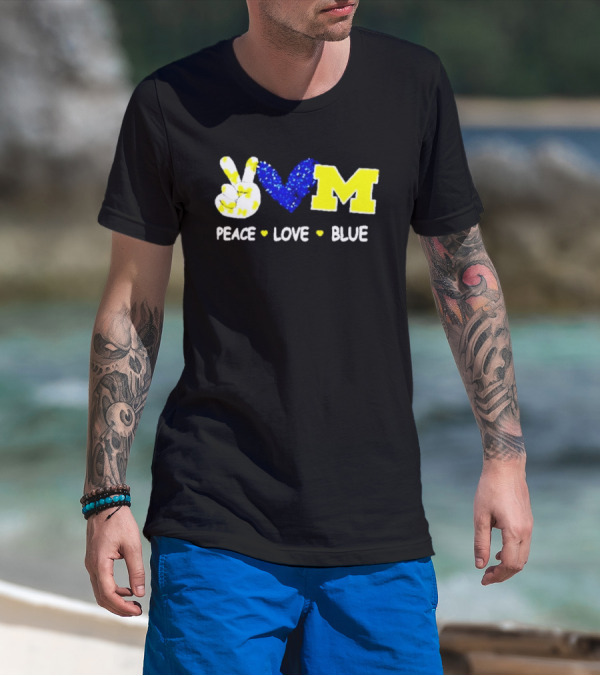 Peace Love M Blue T-Shirt