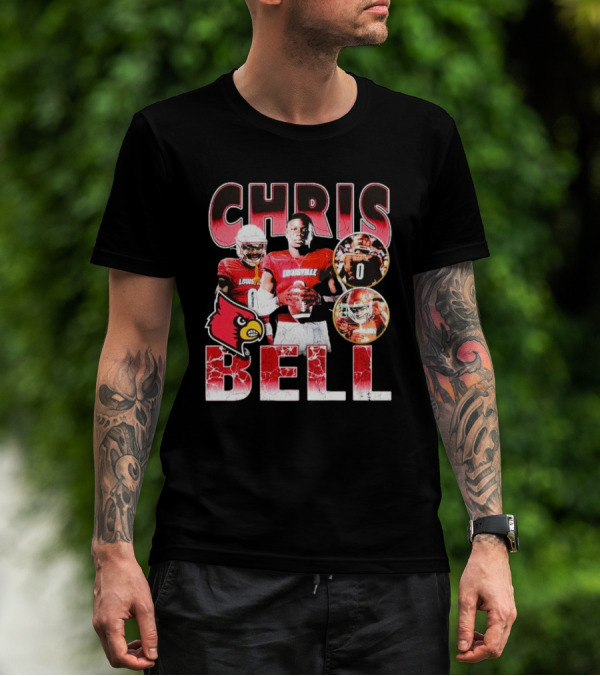 Chris Bell Louisville Cardinals Football Number 0 Retro Signature T-Shirt