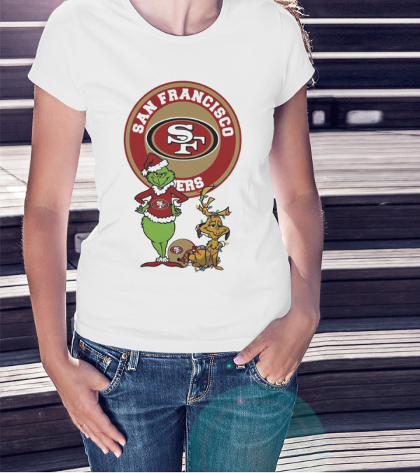 San Francisco 49ers Grinch And Max Merry Christmas T-Shirt