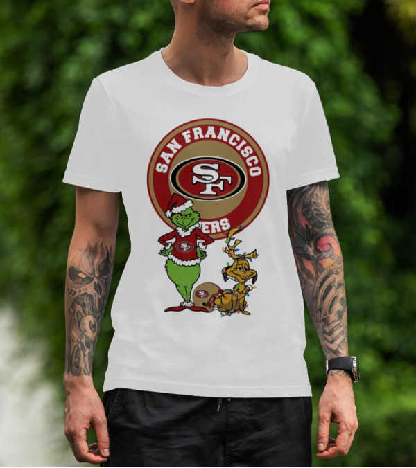 San Francisco 49ers Grinch And Max Merry Christmas T-Shirt