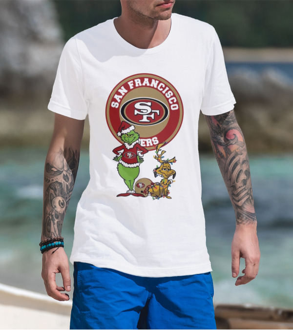 San Francisco 49ers Grinch And Max Merry Christmas T-Shirt