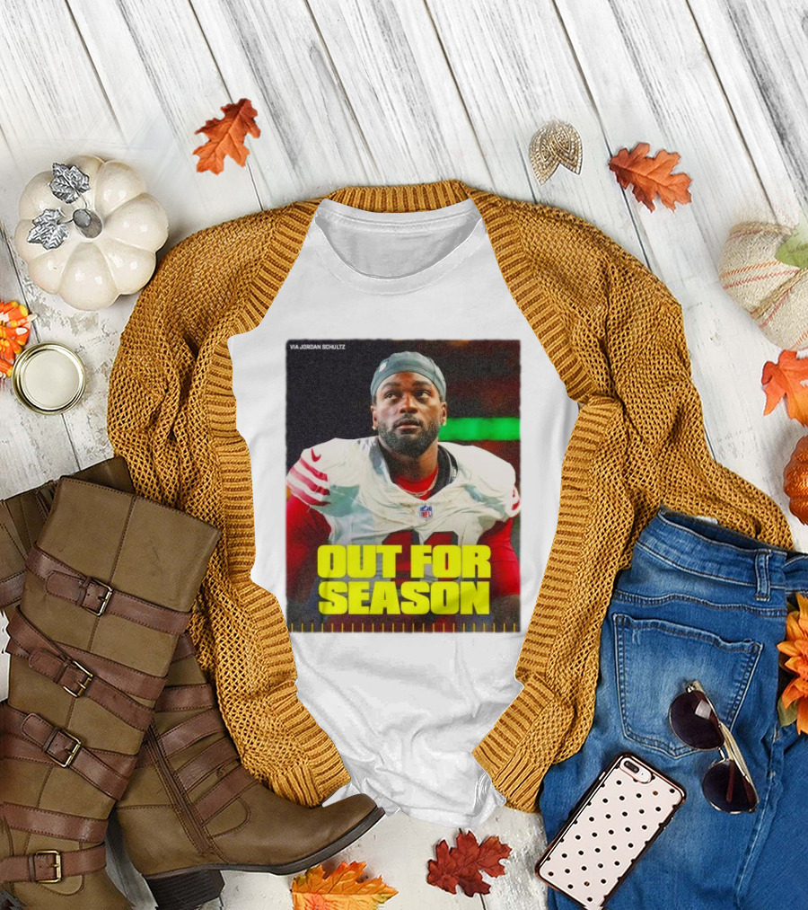 Out for Season Brandon Aiyuk via Jordan Schultz NFL Football News T-Shirt