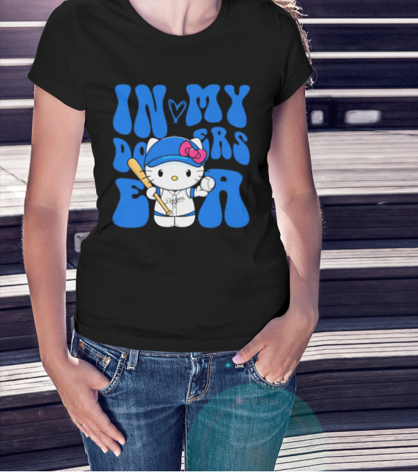 In My Dodgers Era Hello Kitty Baseball T-Shirt