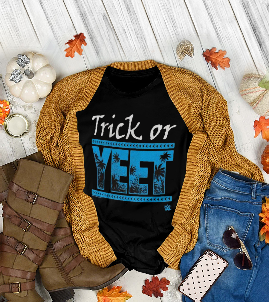 Trick or Yeet WWE Halloween Jey Uso Palm Trees T-Shirt