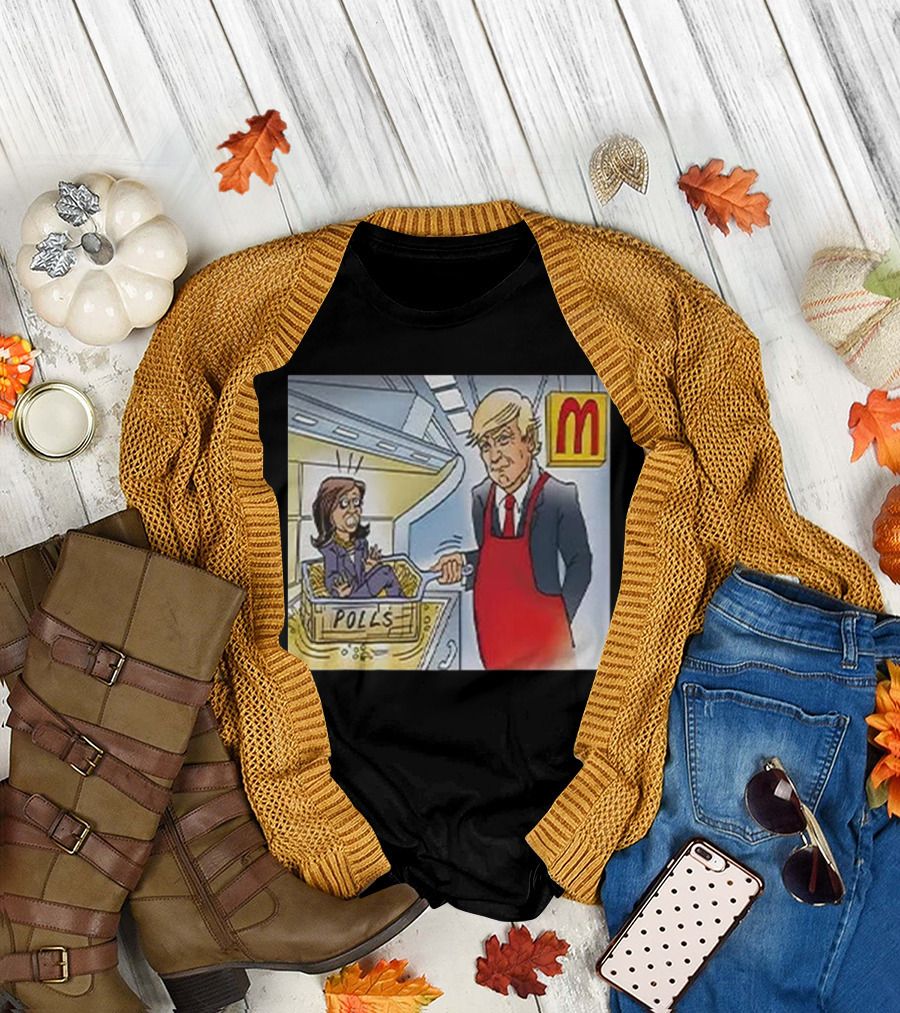 Trump Cooking Kamala In Fryer Polls at McDonald’s Cartoon T-Shirt
