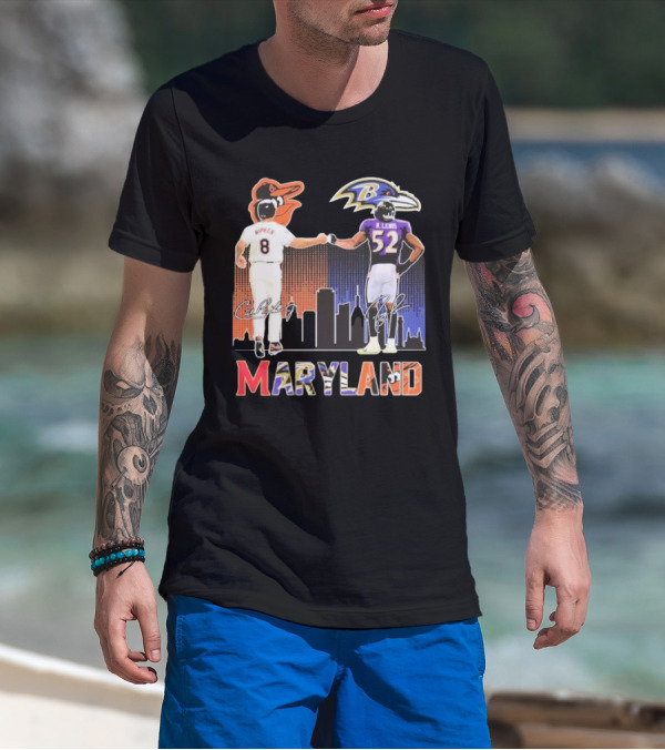 Maryland Sports Baltimore Orioles Ripken Baltimore Ravens Lewis Signatures T-Shirt