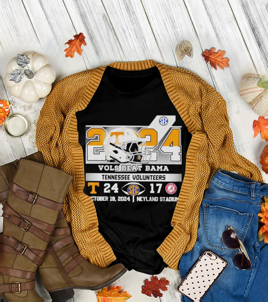 Tennessee Volunteers 2024 Vols Beat Bama Score 24-17 October 19 Neyland Stadium SEC T-Shirt