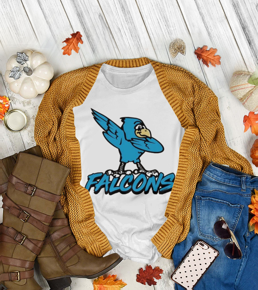 Ft Wright Falcons Mascot Dab Pose with Falcons Text T-Shirt