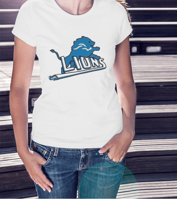 NFL X NBA Lions Pistons Logo Mashup T-Shirt