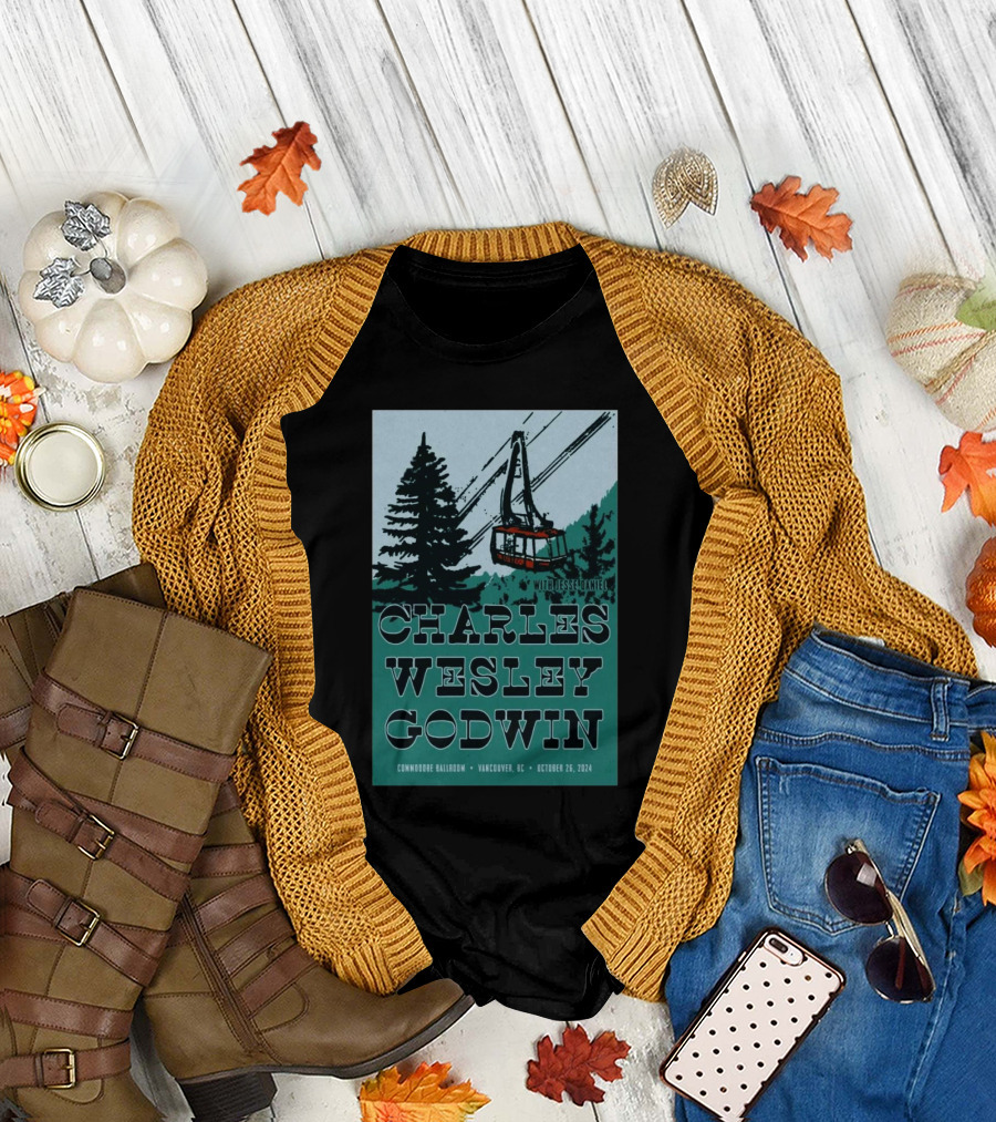 Charles Wesley Godwin with Jesus / Practice Oct 26, 2024 Vancouver BC Commodore Ballroom Cable Car and Forest Scene T-Shirt