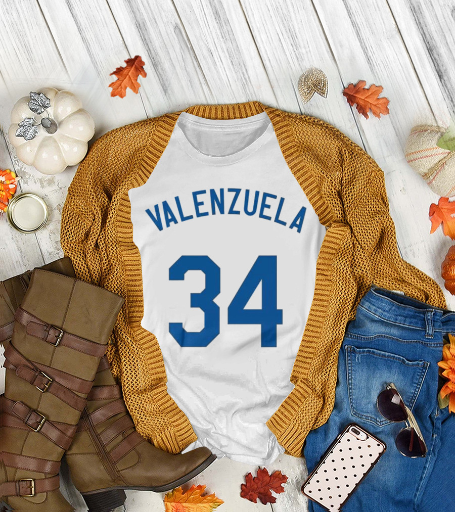 Valenzuela 34 Los Angeles Dodgers Fernando Valenzuela Iconic Baseball Jersey Number T-Shirt
