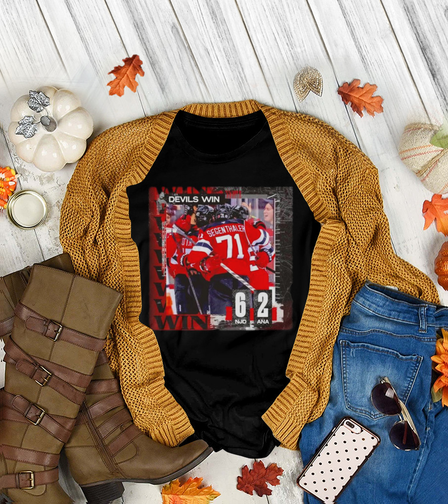 New Jersey Devils Win 6-2 Over Anaheim Ducks NJD vs ANA Game Score T-Shirt