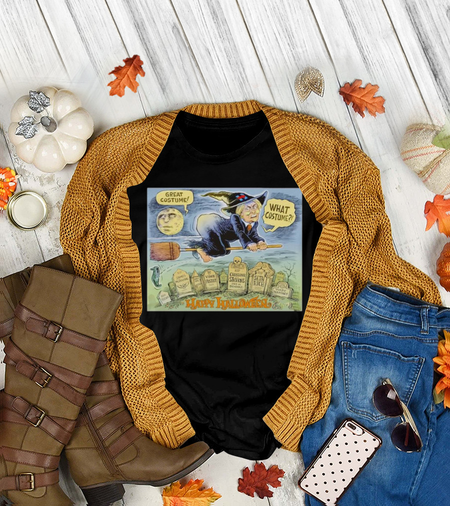 Hillary Clinton Witch on Broomstick Happy Halloween Great Costume What Costume T-Shirt