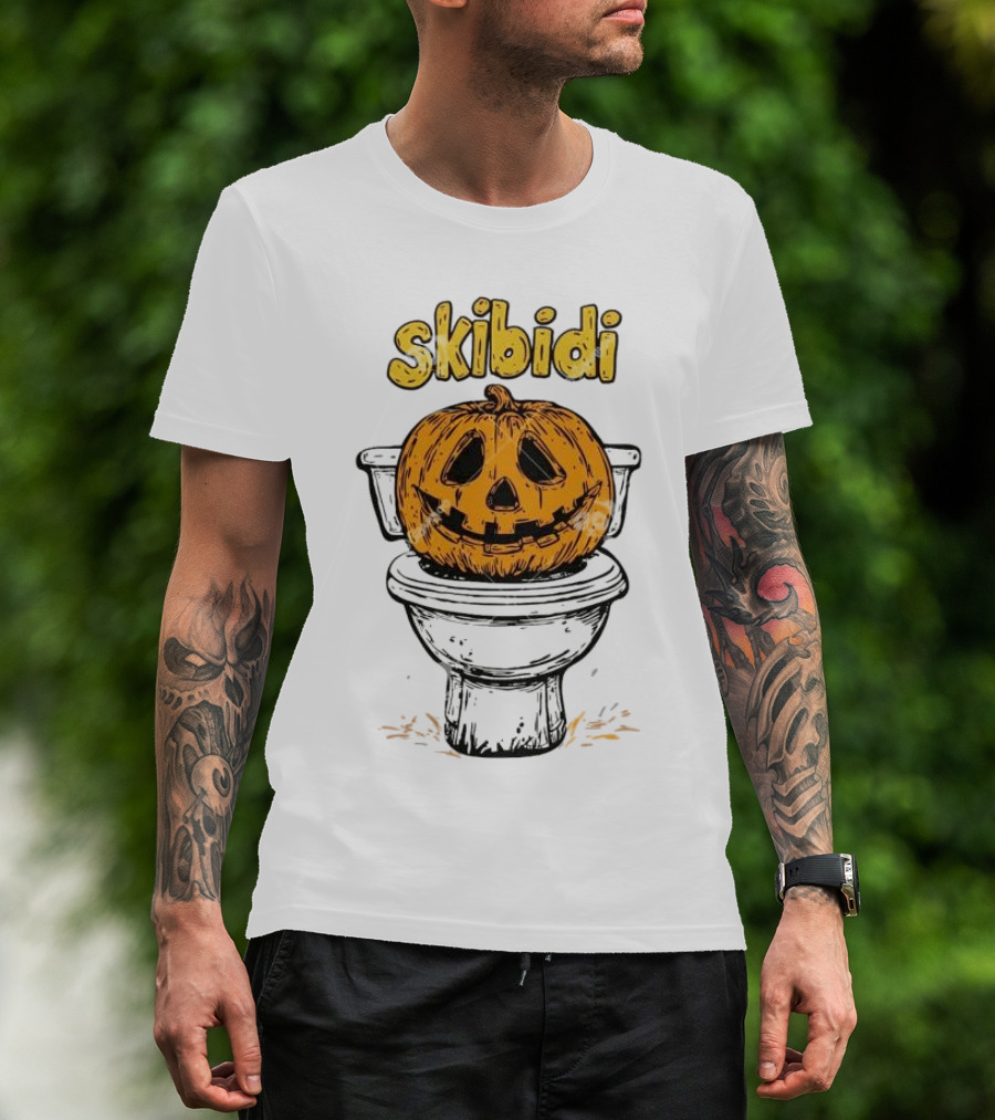 Skibidi Pumpkin On Toilet Jack-o'-Lantern T-Shirt