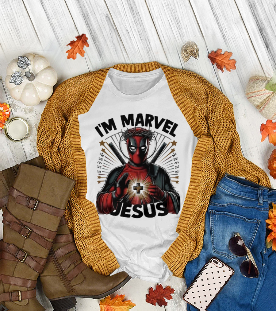 I'm Marvel Jesus Deadpool with Cross Halo and Swords T-Shirt