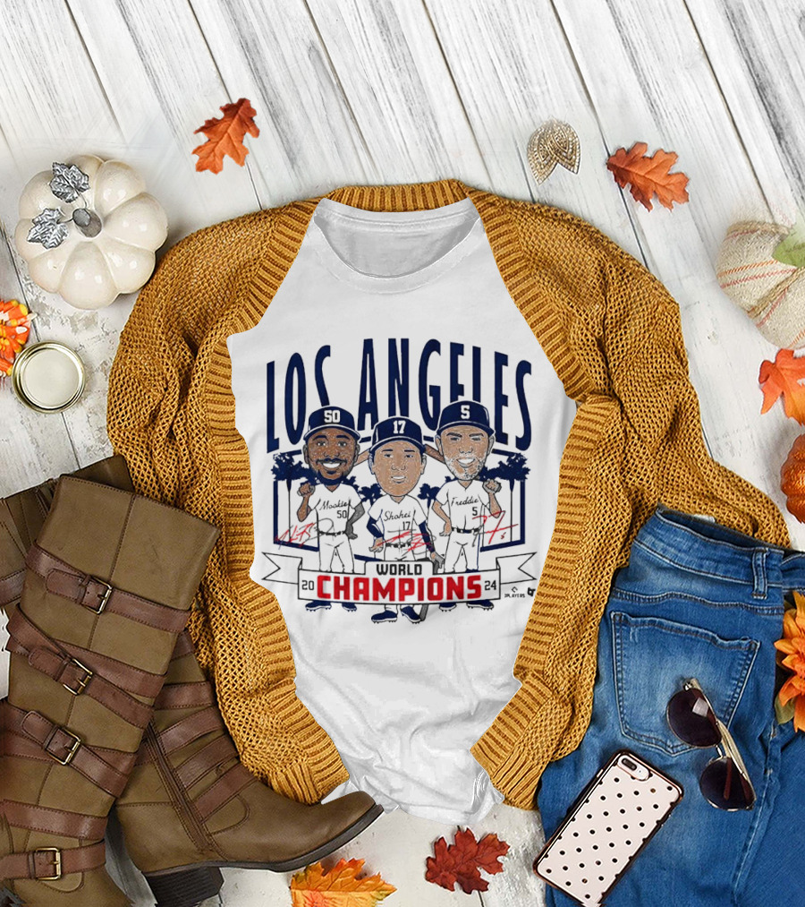 Los Angeles World Champions 2024 Caricatures 50 17 5 T-Shirt