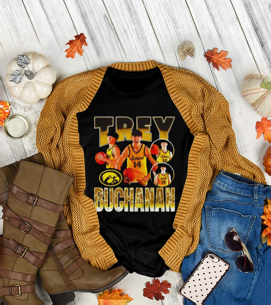Trey Buchanan Iowa Hawkeyes Basketball Team Retro Jersey Number 14 T-Shirt