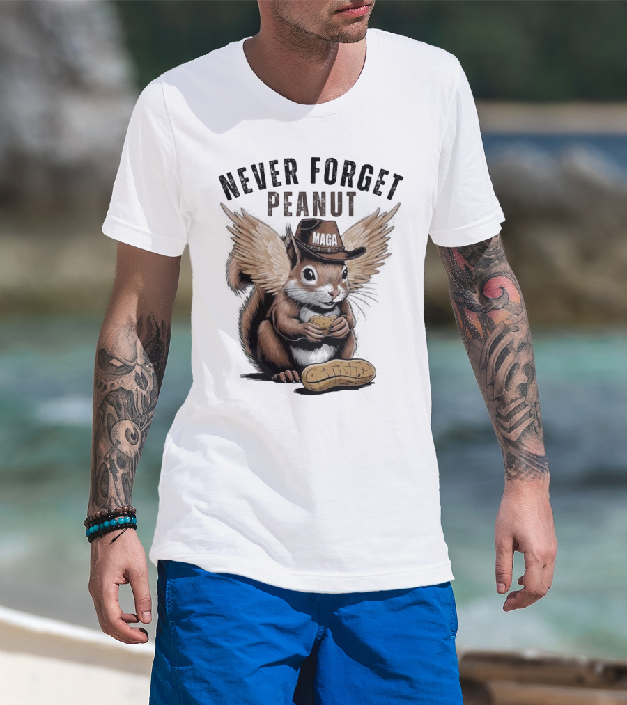 Never Forget Peanut MAGA Squirrel With Peanut T-Shirt