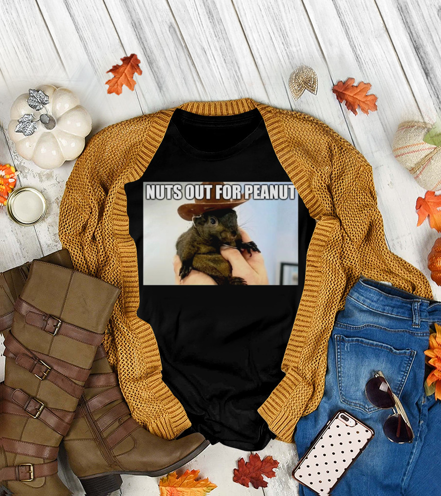 Justice for Peanut Nuts Out For Peanut 2024 Squirrel With Hat Meme T-Shirt