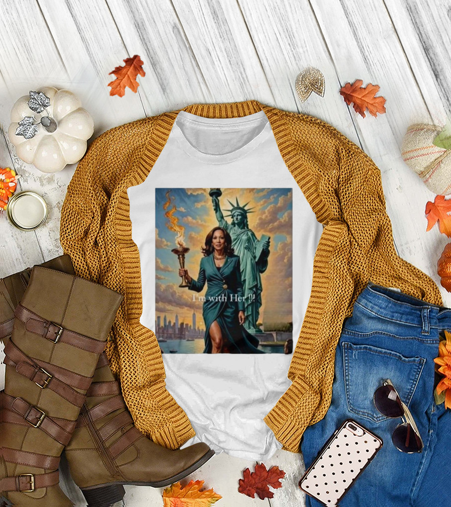 Kamala Harris I'm With Her Liberty Torch 2024 Election Vintage Statue of Liberty T-Shirt