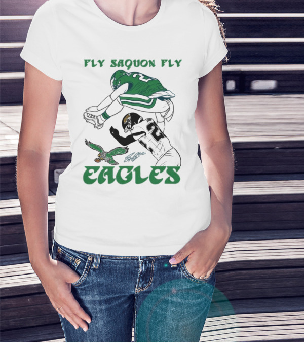 Fly Saquon Fly Eagles Reverse Hurdle Saquon Barkley Jarrian Jones T-Shirt