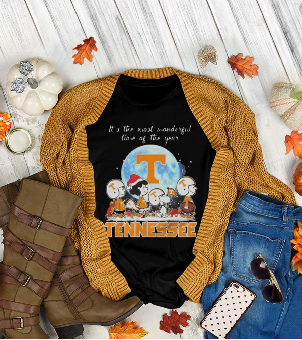 Tennessee Volunteers Christmas 2024 Peanut Characters It's The Most Wonderful Time Of The Year T-Shirt