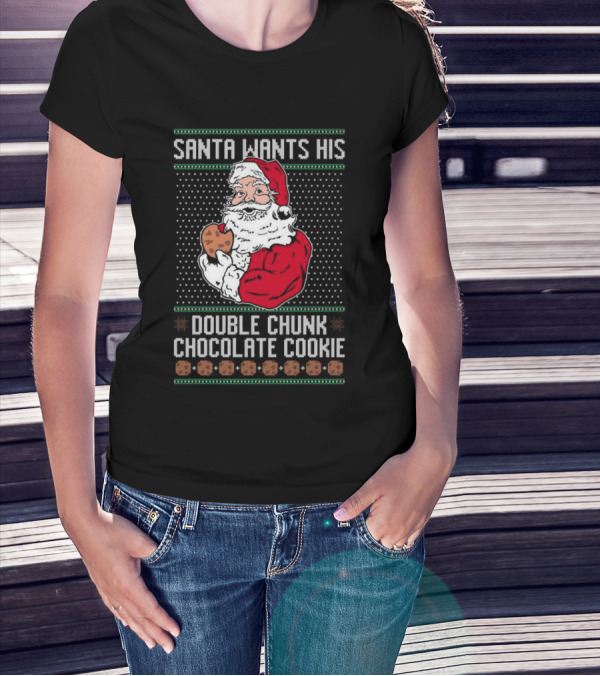 Santa Wants His Double Chunk Chocolate Cookie Vintage T-Shirt