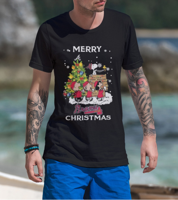 Merry Christmas Atlanta Braves Snoopy And Friends T-Shirt