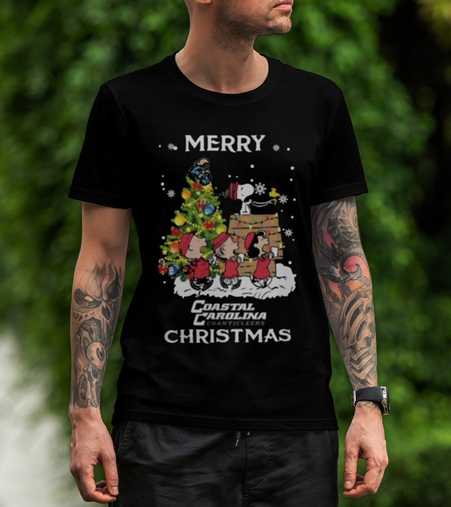 Coastal Carolina Chanticleers Snoopy And Friends Merry Christmas T-Shirt