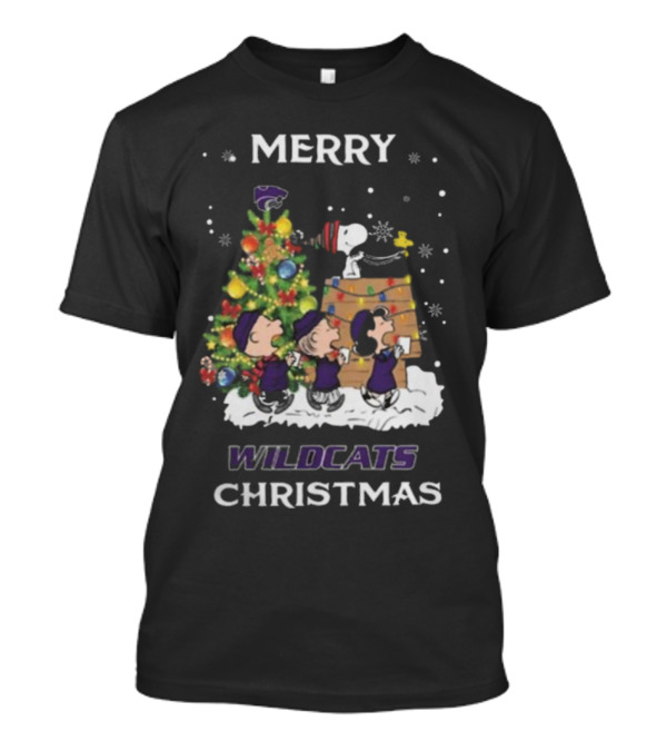 Merry Wildcats Christmas 2024 Kansas State Snoopy And Friends T-Shirt