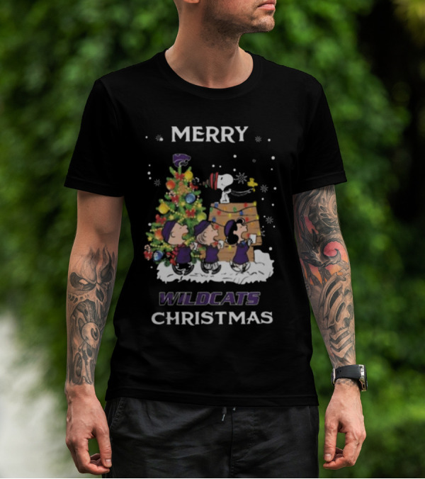 Merry Wildcats Christmas 2024 Kansas State Snoopy And Friends T-Shirt