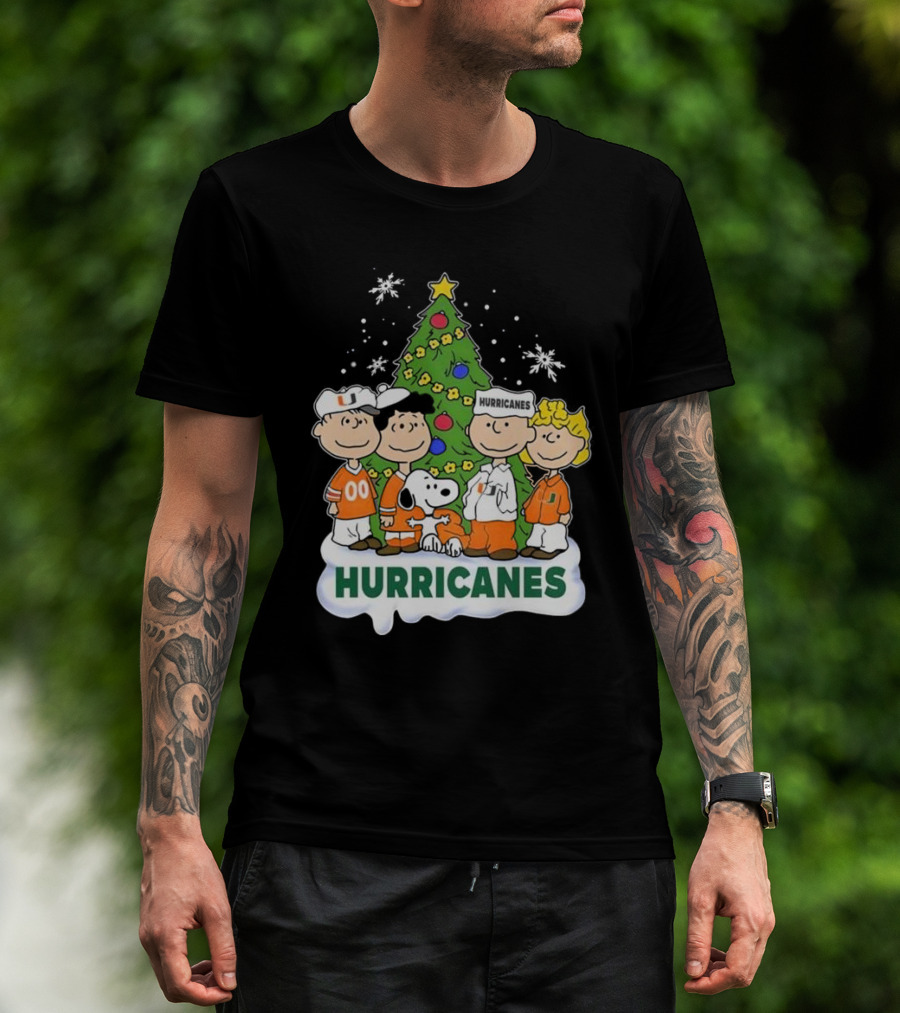 Miami Hurricanes Snoopy And Friends Christmas Tree T-Shirt