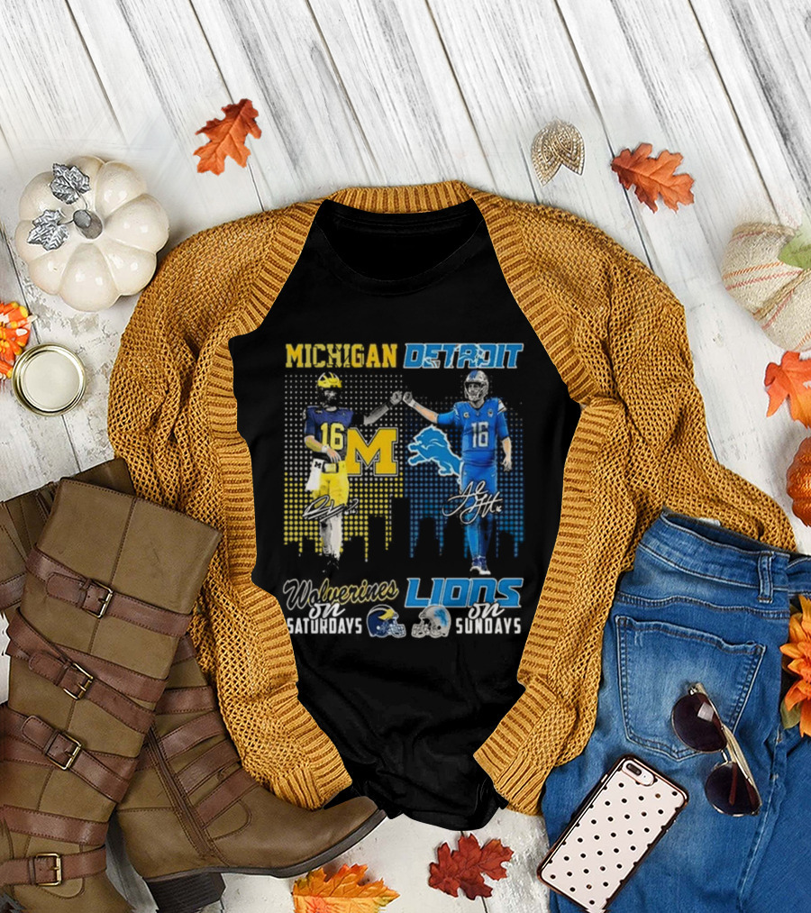 Michigan Detroit Wolverines On Saturdays Lions On Sundays T-Shirt