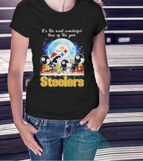 Peanuts Steelers Christmas It's The Most Wonderful Time Of The Year T-Shirt