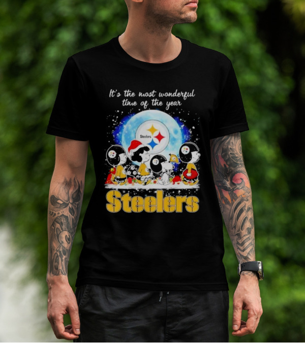 Peanuts Steelers Christmas It's The Most Wonderful Time Of The Year T-Shirt