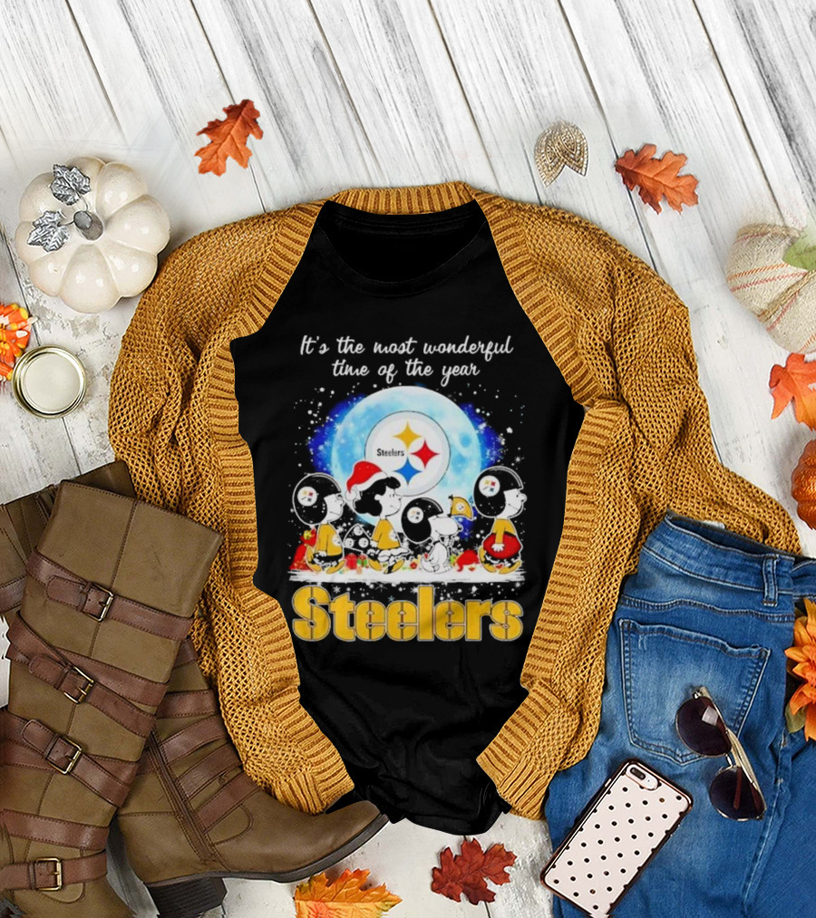 Peanuts Steelers Christmas It's the Most Wonderful Time of the Year T-Shirt