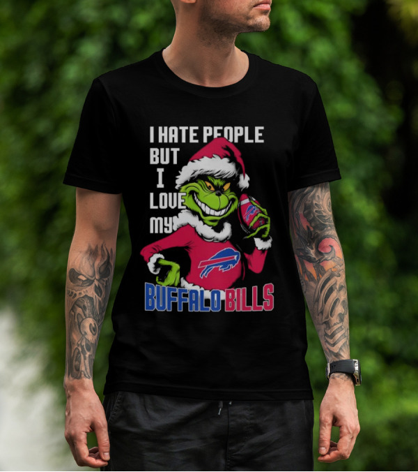 I Hate People But I Love My Buffalo Bills Santa Grinch T-Shirt