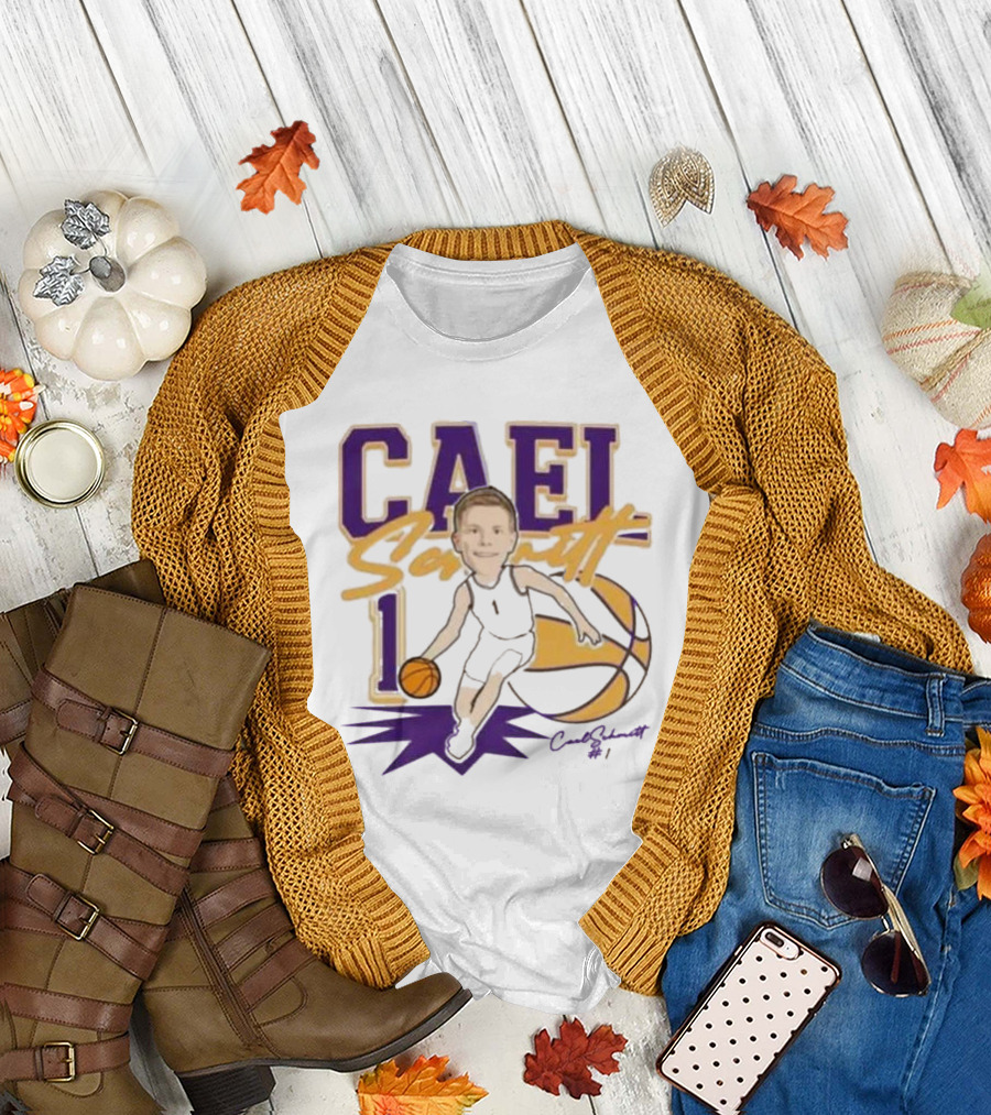 Cael Schmitt Northern Iowa Panthers Basketball Signature Cartoon Player Cael Schmitt #1 T-Shirt