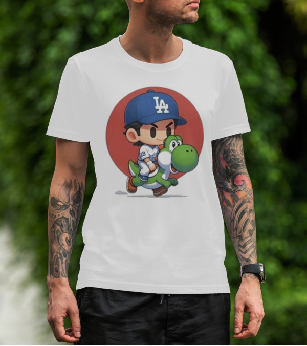 Doyers LA Riding Yoshi Yoshinobu Yamamoto Baseball Character T-Shirt