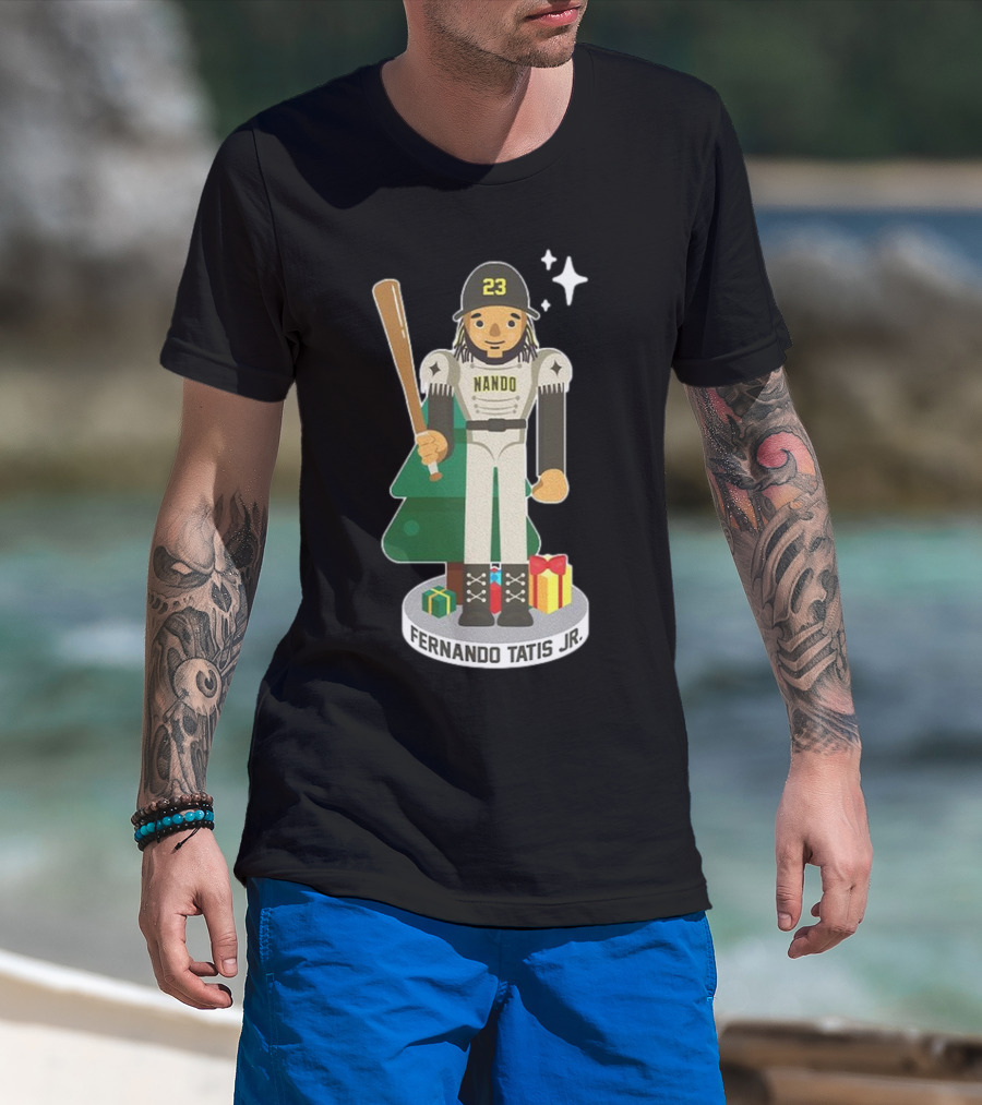 Fernando Tatis Jr. Nando 23 MLBPA Nutcracker With Baseball Bat And Gifts T-Shirt