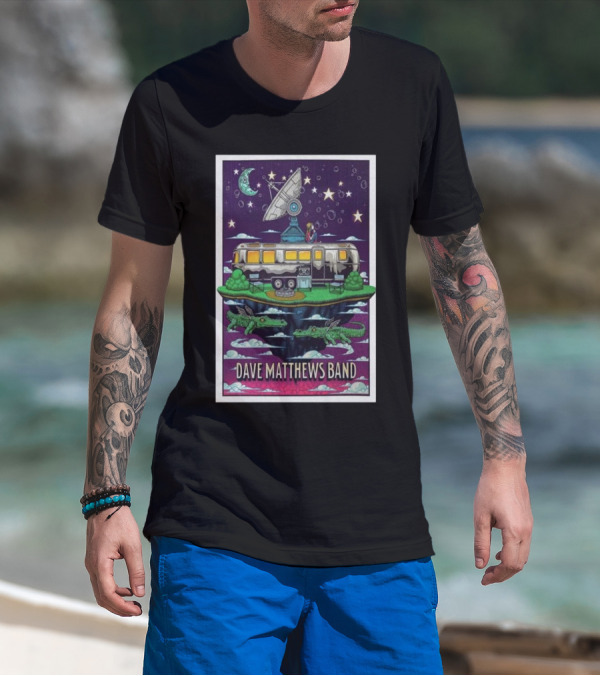 Dave Matthews Band 30th Anniversary Under The Table And Dreaming Floating Caravan With Alligators Moon And Stars T-Shirt