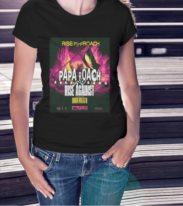 Papa Roach Rise Against Rise Of The Roach US Tour 2025 With Special Guest Underoath T-Shirt