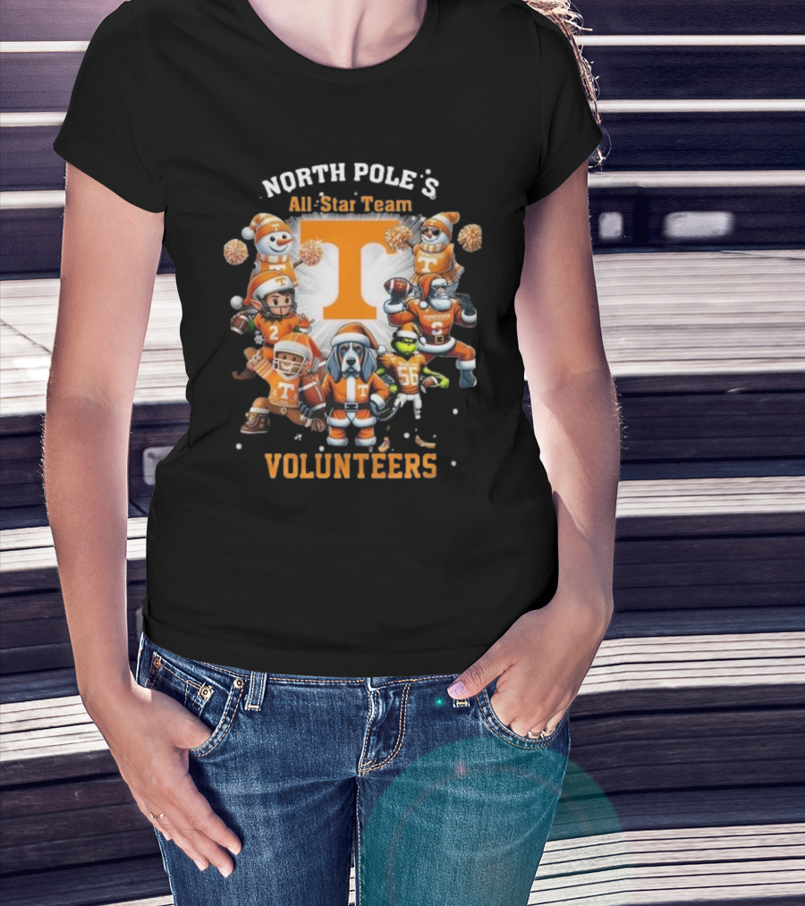 Tennessee Volunteers North Pole All-Star Team Christmas Characters T-Shirt