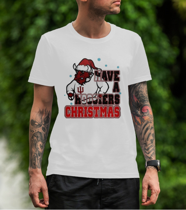 Indiana Hoosiers Santa Mascot Have A Hoosiers Christmas T-Shirt