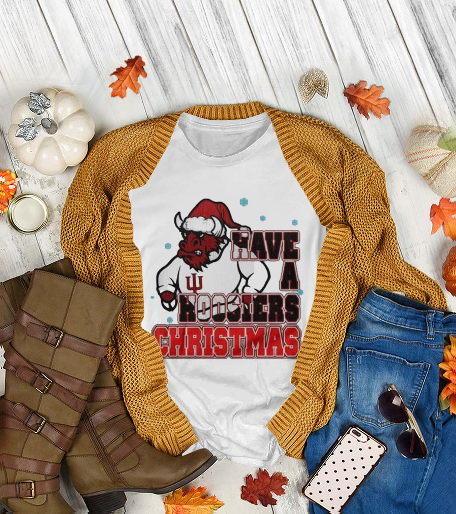 Indiana Hoosiers Santa Mascot Have A Hoosiers Christmas T-Shirt