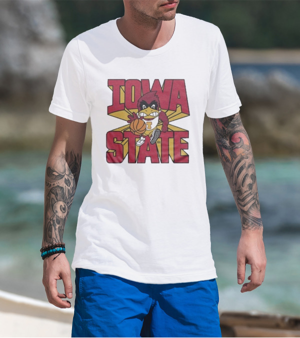 Iowa State Cyclones Basketball Mascot Dribbling Cartoon T-Shirt