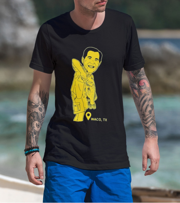 Scott Drew Fishing Caricature Waco TX T-Shirt