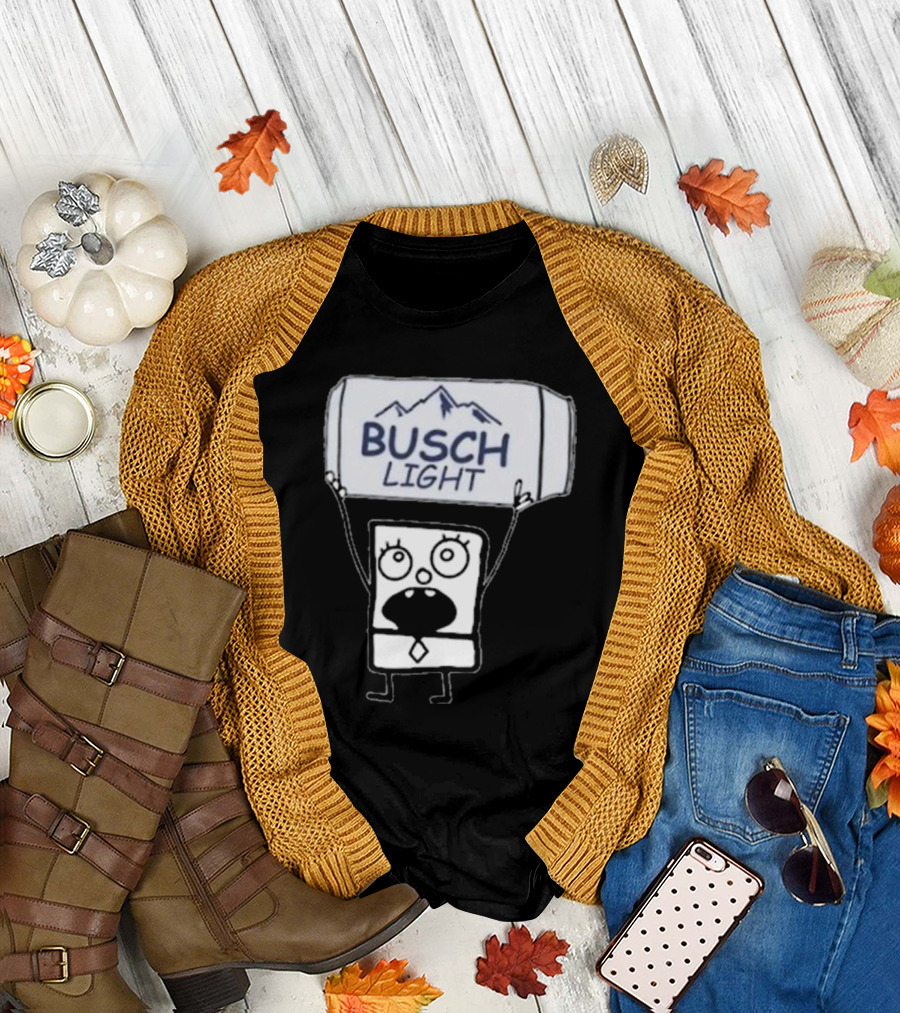 Doodlebob Holding Busch Light Can T-Shirt
