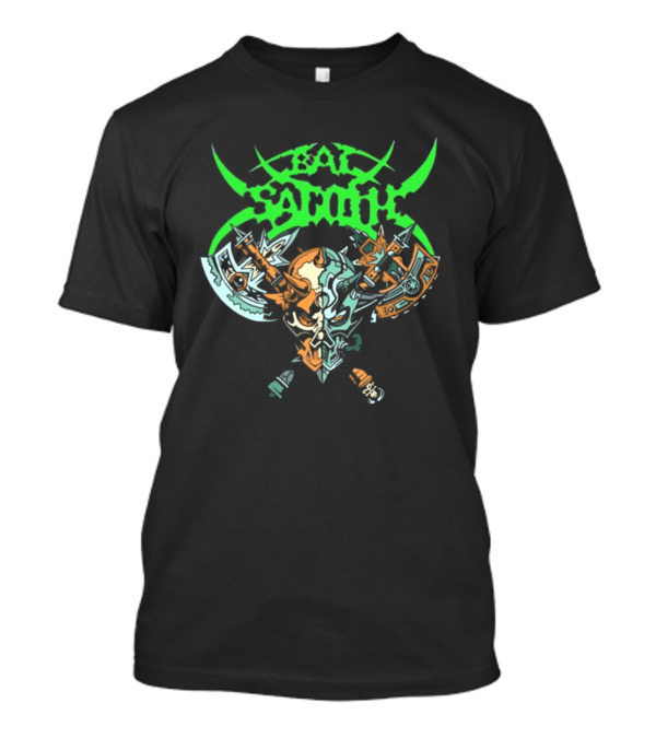 Beyond Human Bal-Sagoth Sigil Skull And Crossed Axes With Tribal Green And Orange Elements T-Shirt