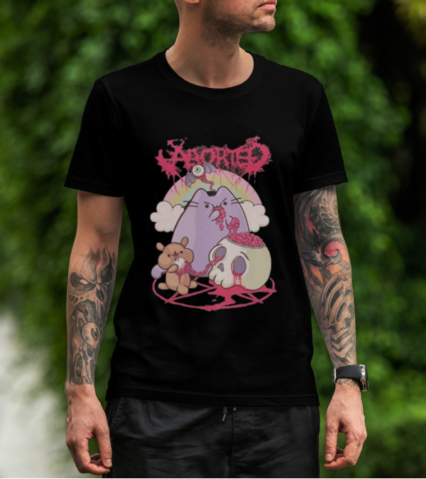 Indiemerch Store Aborted Cute Cat With Teddy And Skull Nomnom T-Shirt